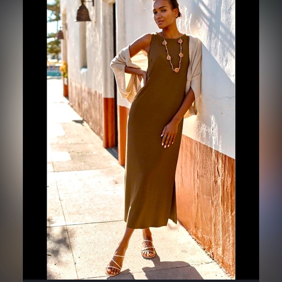 J.JILL WEAREVER MAXI TANK DRESS IN CINNAMON, size Small (no belt) - Picture 1 of 9